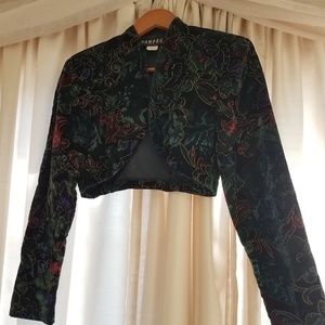 Vintage Floral Cropped Velvet Jacket